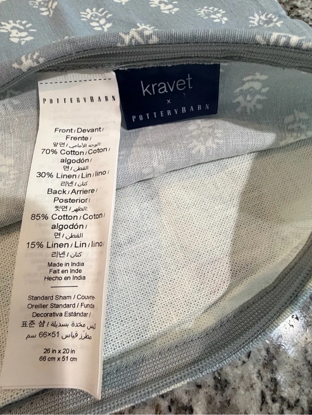 Pottery Barn Arboretum Petite Floral King Sham Set in Light Blue and White
